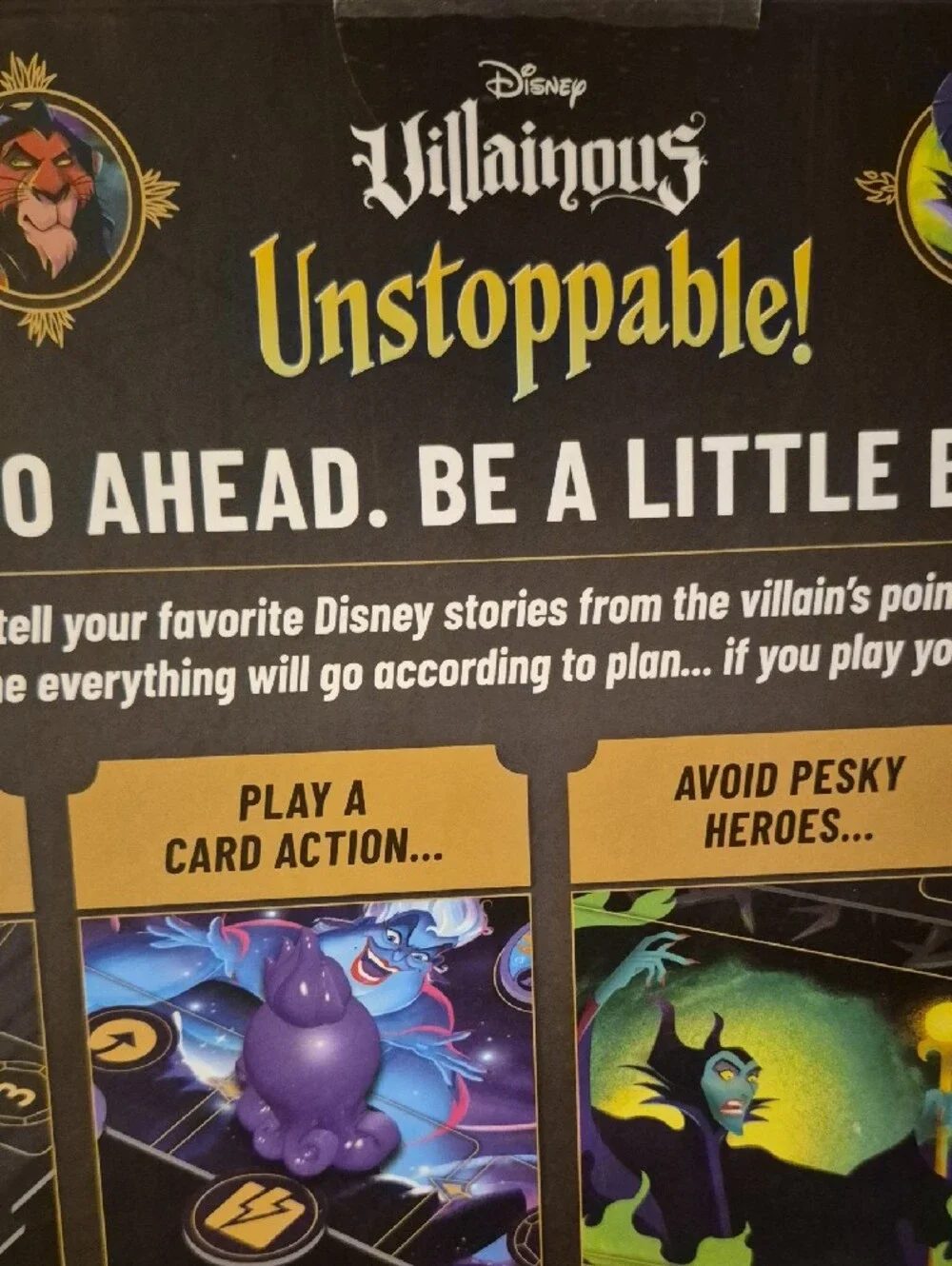 Disney Villainous Unstoppable! Board Game - Go Purple, Green, Red, Blue Artwork